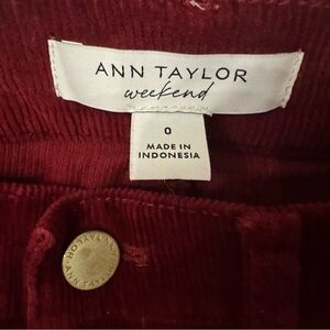 Ann Taylor cranberry Corduroy Trousers Valentine’s Day